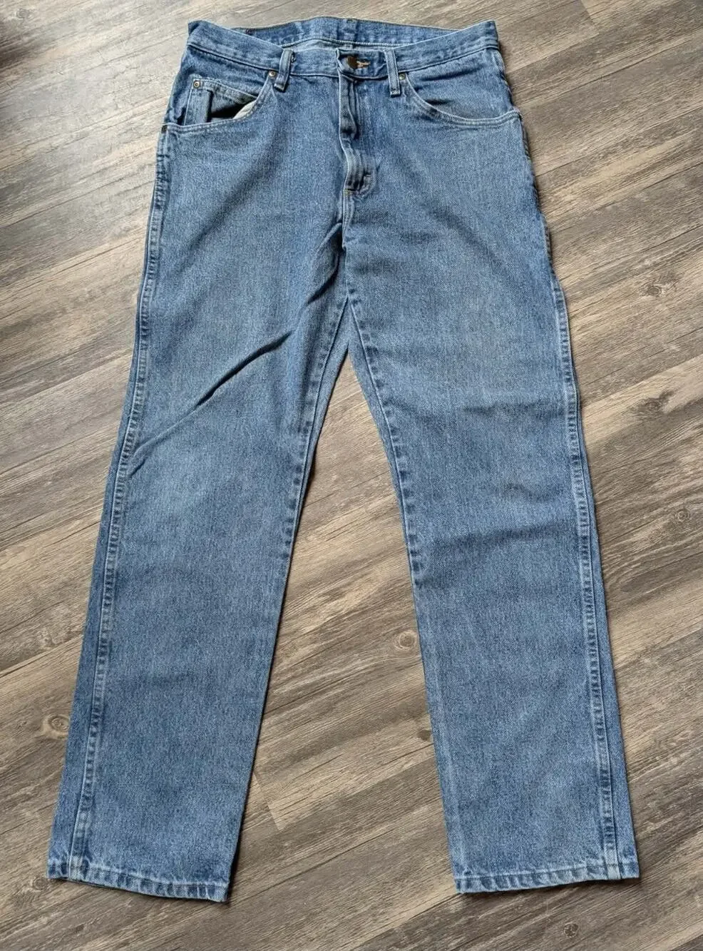 Wrangler Jeans Mens 33X32 Blue Stretch Denim Cowboy Western Regular Straight Leg